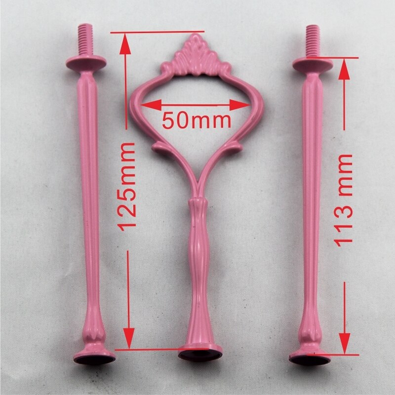 3 Tier Crown Cake Cupcake Plaat Stand Handle Fitting-Roze: Default Title