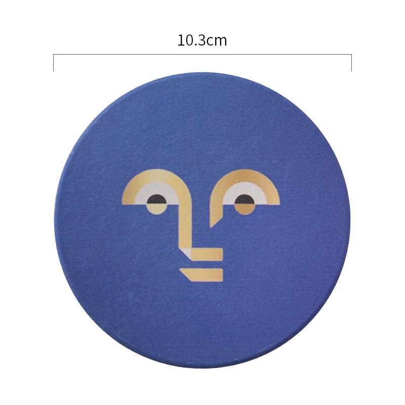 Coaster nordisk keramisk absorberende skridsikker kaffekoppude isoleringspude korkbund klassisk face coaster drink: Stil -2