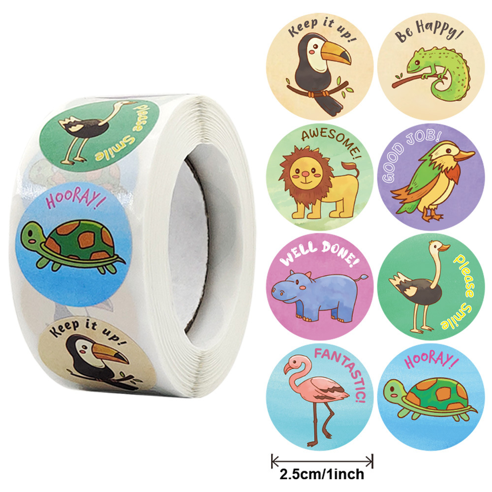 500 Uds. Pegatinas de recompensa para profesores para niños, guardería, escuela, estímulo, juegos, animales de juguete, adhesivo de papelería: GOLD