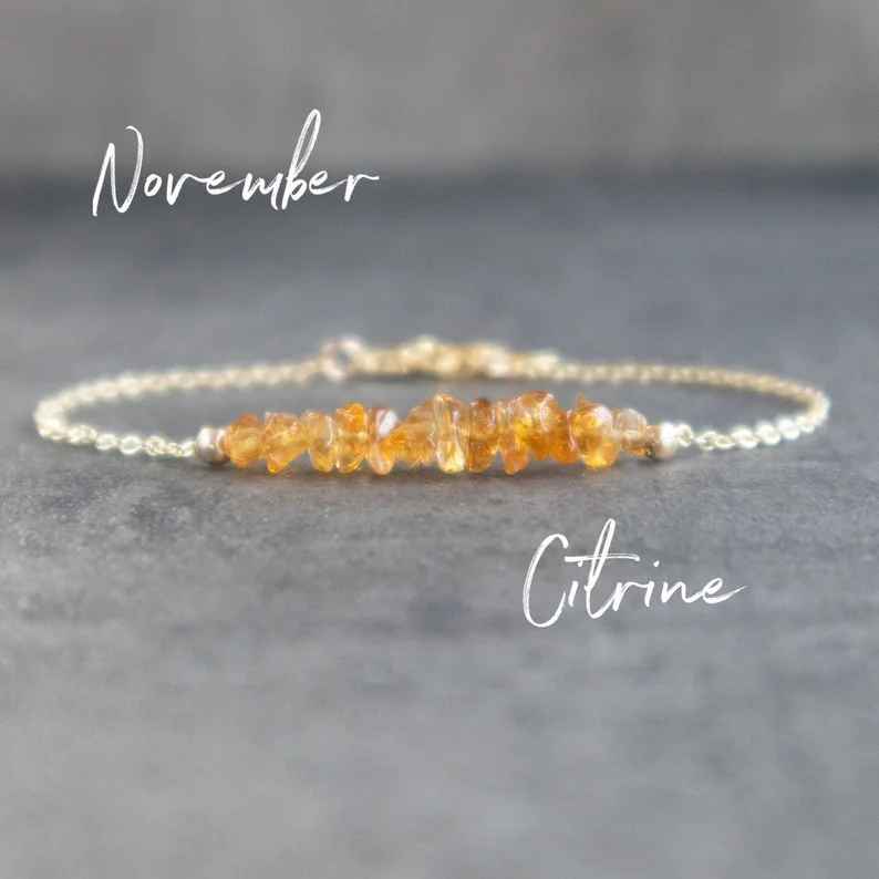Ruwe Citrien Armband, Overvloed Armband, November Birthstone Armband, Natuurlijke Citrien Sieraden, Healing Crystal Armbanden