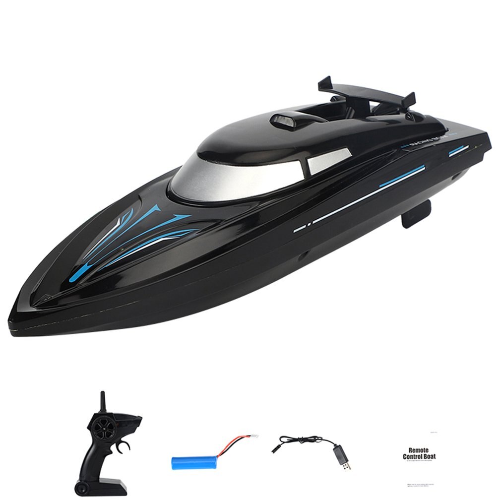 2.4G Remote Control Boat Speedboat Yacht Children Competition Boat Water Toy 30km Per Hour Waterproof Gauge Racing Ship RC Toy: Black