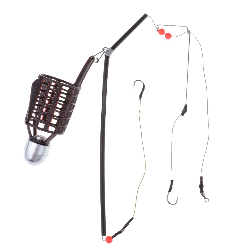 Carp Fishing Feeder Bait Cage with 2 Line Hooks Hair Rigs Set, 20g, 30g, 40g