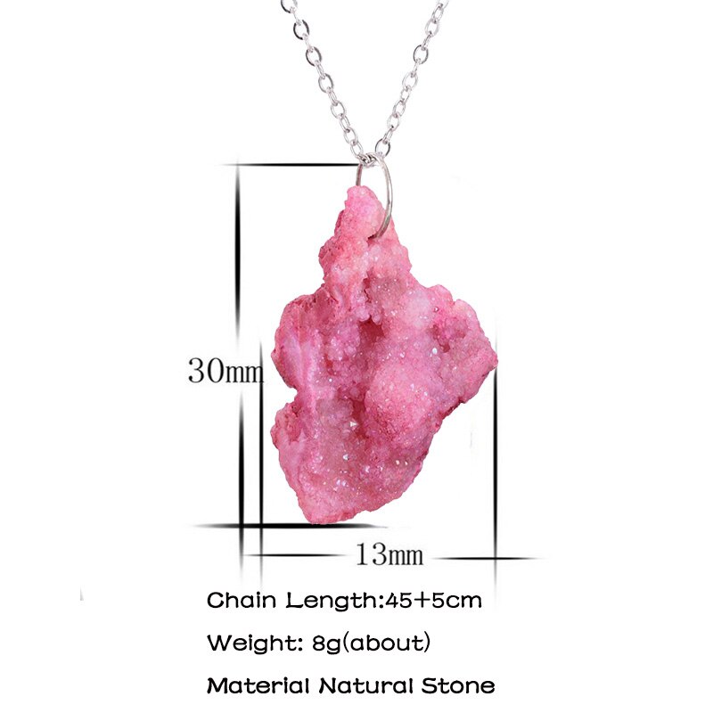 Onregelmatige Natuursteen Quartz Crystal Hangers Kettingen voor Vrouwen Drusy Druzy Zilver Kleur Chain Verklaring Ketting Sieraden