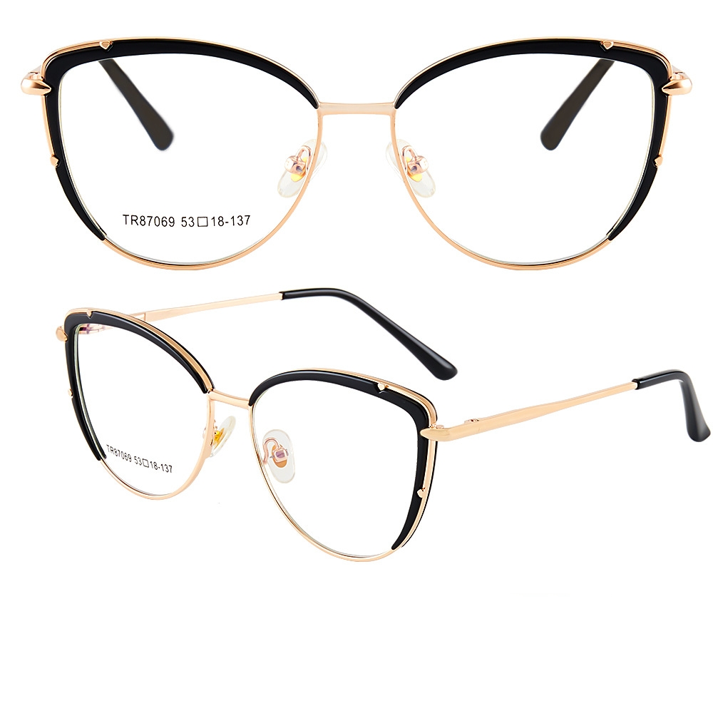 YIMARUILI Retro ojo de gato bloqueo de luz azul gafas graduadas ópticas montura mujer gafas de aleación de 87069: Verde