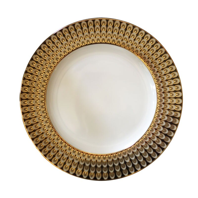 European and American gold luxury peacock decoration local luxury ceramic suit / dinner plate / cup / soup plate: 8INCH