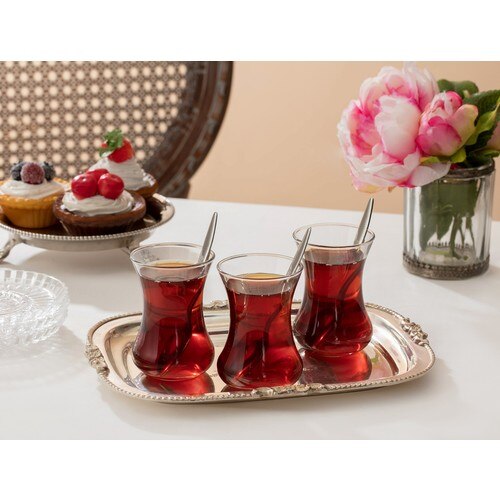 Set of 6 tea glasses. Turkish tea glass. thin waist glasses. Turkish glass. stylish glasses, display glasses