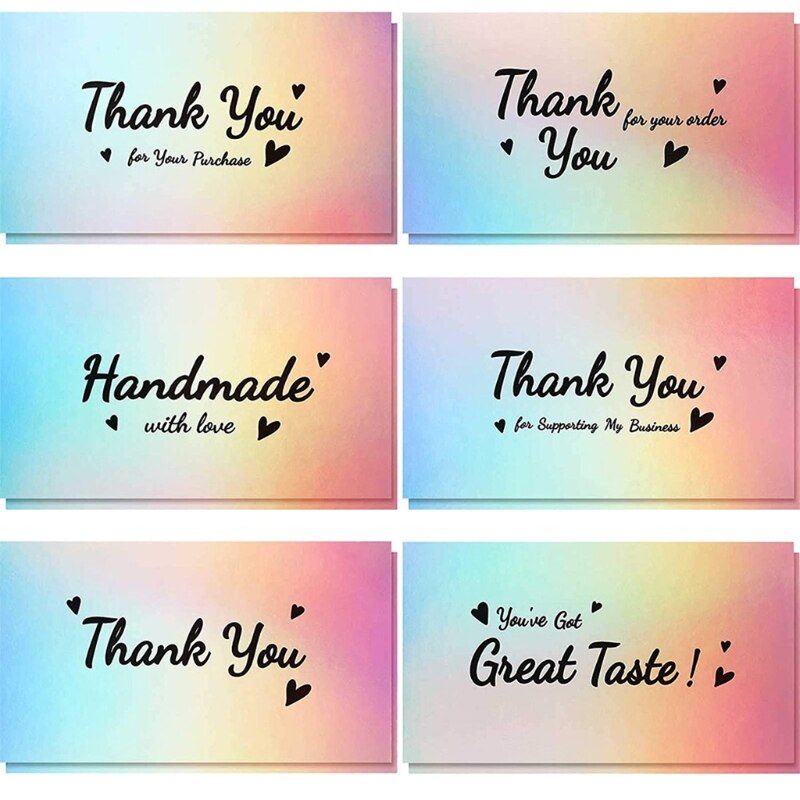 50pcs Heart Great Taste Thank You Card Thanks Greeting Card Appreciation Cardstock for Sellers Shop