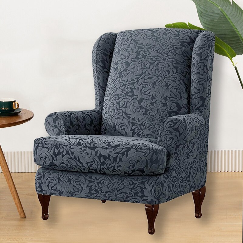 2 Stks/set Elastische Wing Back Stoel Cover Jacquard Bloemen Fauteuil Hoes Wingback Stoel Cover Sofa Hoes Funiture Protector: S3 Wing Chair Cover
