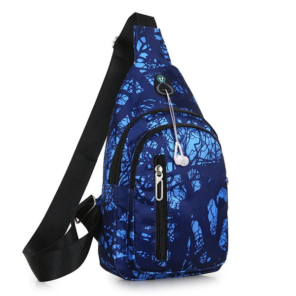 Waterproof Nylon Sling Chest Bag Back Travel Climb Cross Body Messenger Shoulder Pack Chest Bags Men Women Couple Bags: Blue