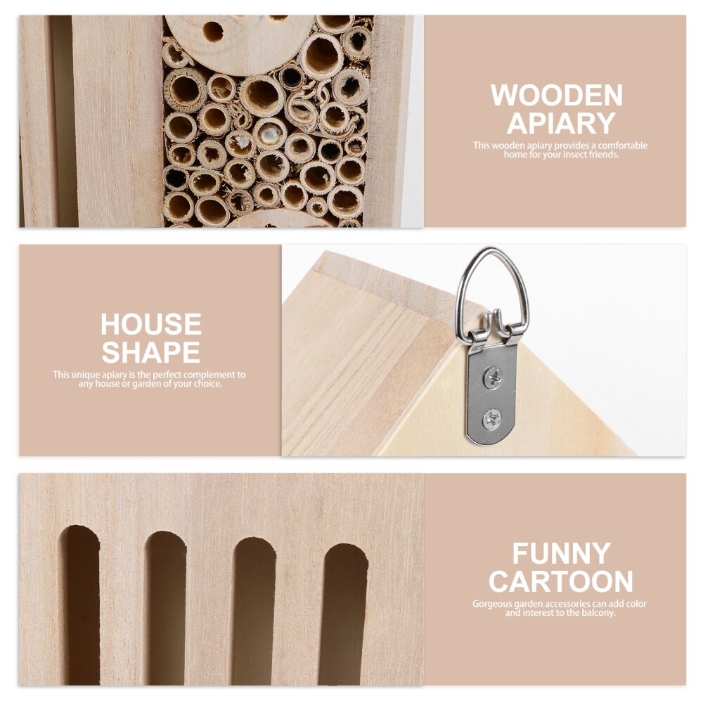 Bee Hive Wooden House Hanging Insect Hotels for La... – Grandado