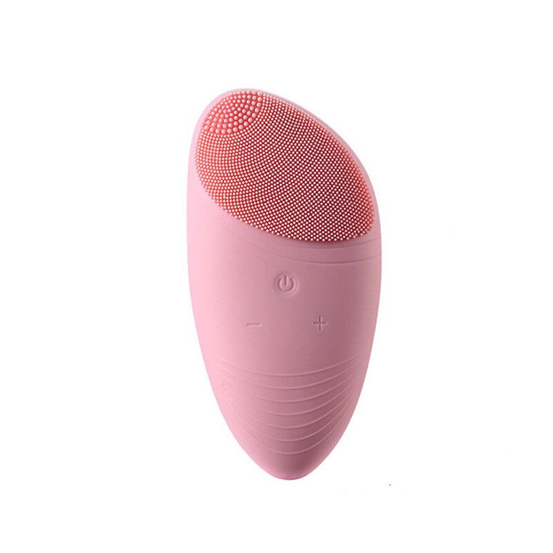 Cepillo de limpieza Facial eléctrico de silicona masaje sónico recargable USB Ultra sónico limpiador Facial herramienta de belleza cepillo de limpieza Facial: Rosa