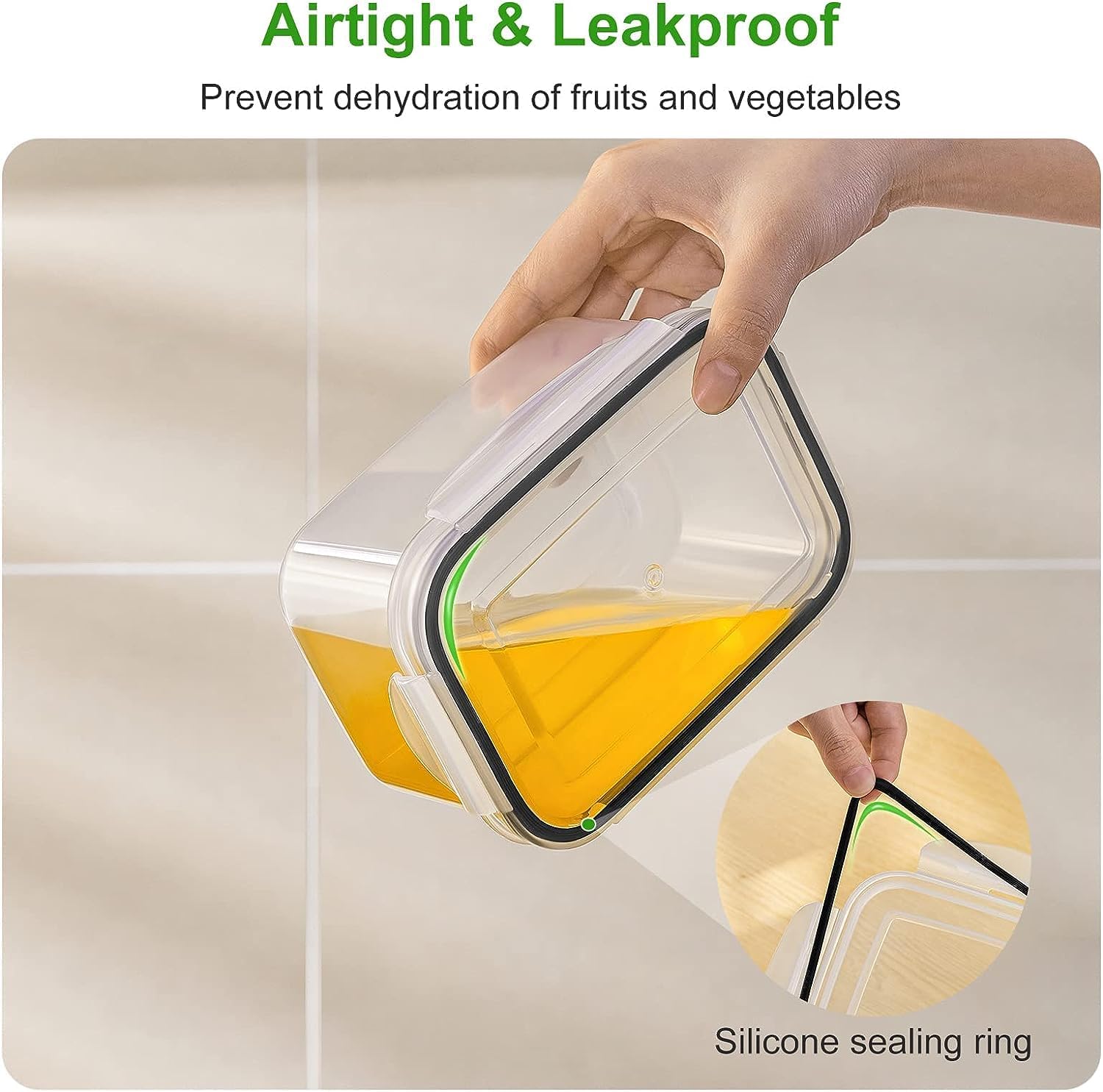 Fruit Storage Containers for Fridge with Removable Colander, Airtight Food Storage Container, Dishwasher Safe Produce Saver Cont