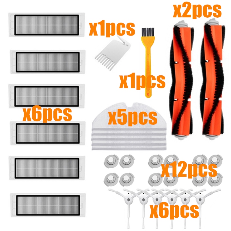 Cepillo Lateral, cepillo de rodillo, filtro HEPA adecuado para Xiaomi 1S Roborock Robot S50 S51 S55 s5 s6 xiaowa, Kits de piezas de repuesto para limpiador