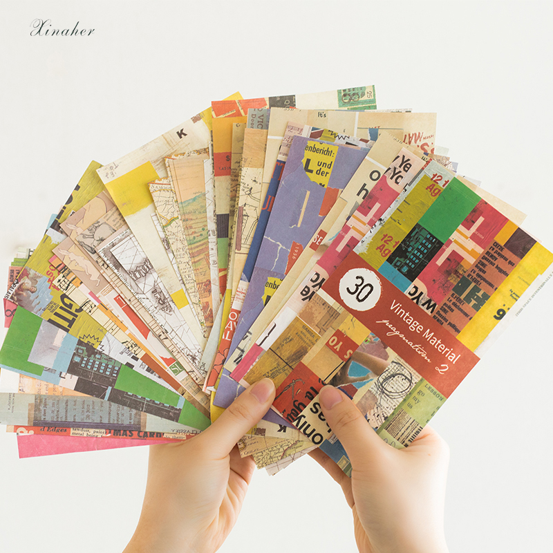31 stk / taske farverig kunst collage baggrundsmateriale papir junk journal planner scrapbooking vintage dekorativt diy håndværk papir