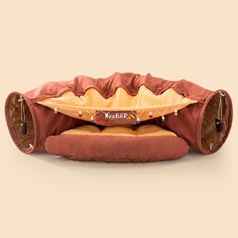 Lit Tunnel pliable avec tapis, 2 voies, avec boule à gratter, jouets interactifs, maison pour chat, chiot, chaton: 2