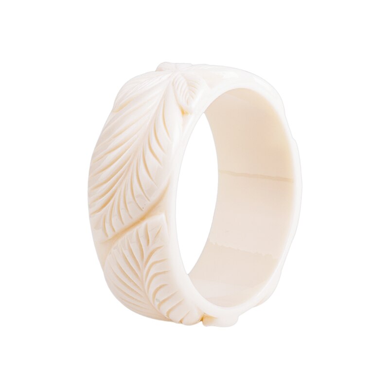 Trendy Resin Cuff Engraved Flowers Bracelets Bangles for Women Acrylic Wide Bracelets Female Simple Charm Jewelry: white