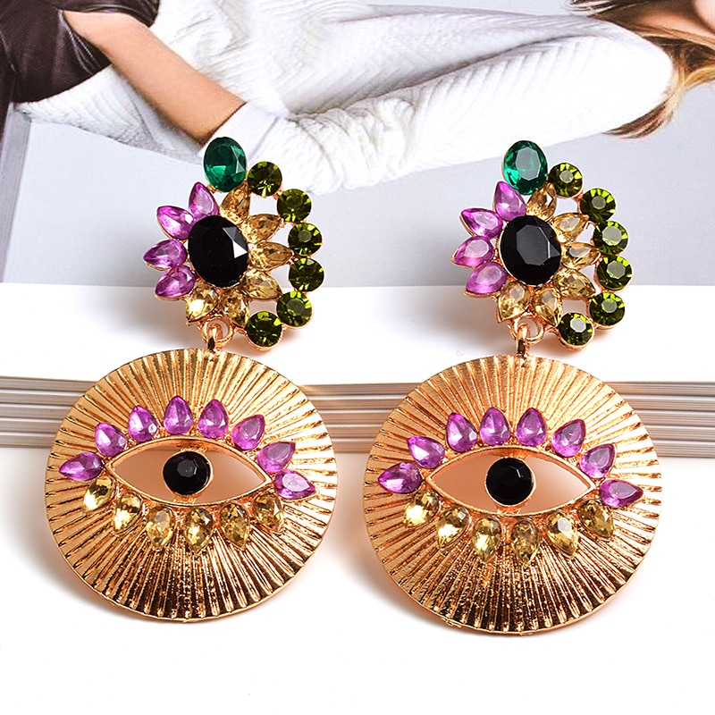 Verklaring Kleurrijke Crystal Earring Lange Oorbellen Mode Trend Sieraden Accessoires Voor Vrouwen