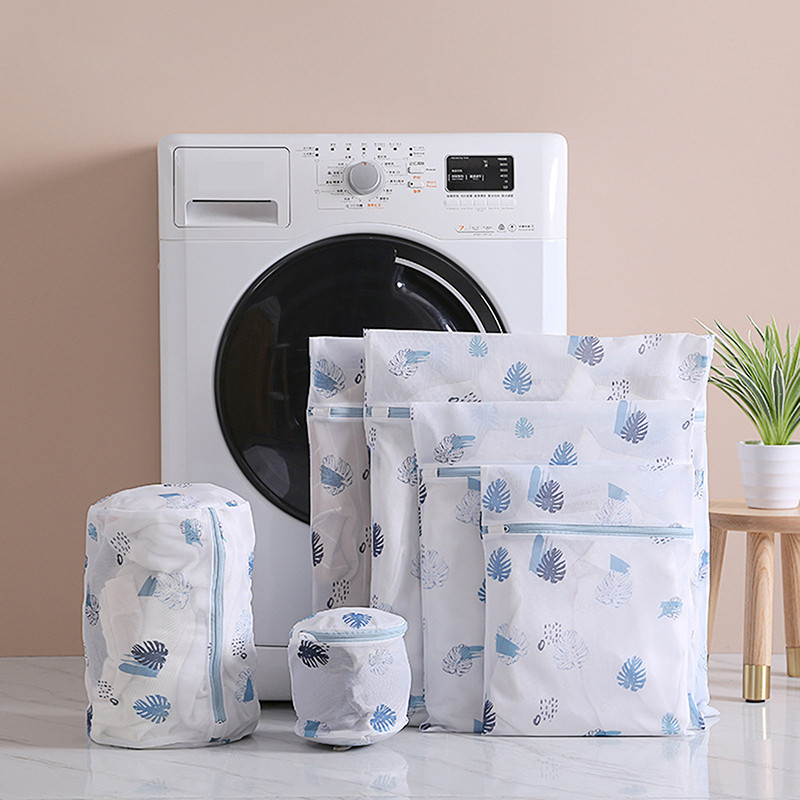 Laundry Bag Printing Zippered Mesh Polyester Washing Net Bag For Underwear Sock Washing Machine Pouch Clothes Bra Bags