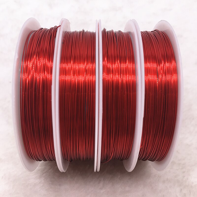 Hurtownie 0.3/0.4mm kolorowe miedziane druty żyłka do nawlekania koralików do tworzenia biżuterii DIY bransoletka: red / 0.3mm(17m)