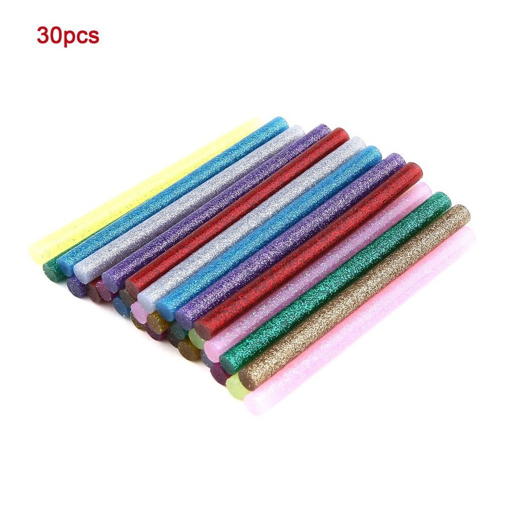 30pcs/pack Multi Colors Glitter Glue Sticks Non-toxic High Adhesive Sticks Melt Glue DIY Decor Handcraft Tools
