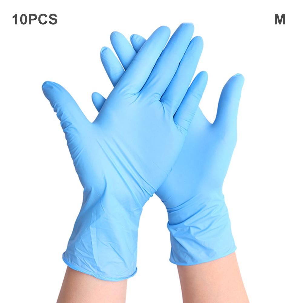 Guantes desechables de nitrilo resistentes al agua, guantes de látex sin polvo para el hogar, cocina, laboratorio, limpieza, 10 Uds.: M