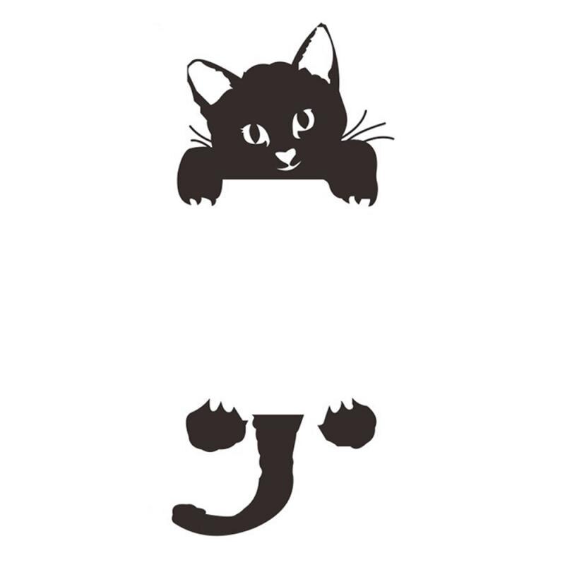 3D Lovely Cat Toilet Stickers Wall Stickers Home Decoration DIY Funny Cartoon Animal Wc Mural Art Vivid Kitten Puppy Safari PVC: BLACK