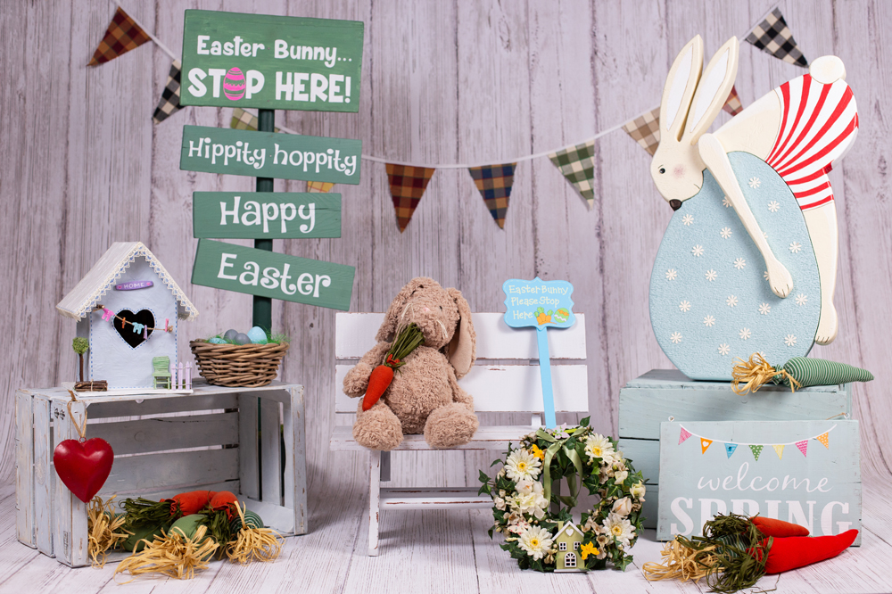 BEIPOTO Happy Easter Backdrop for photography bunny toys photo background for kids child baby booth shoot studio props B-237