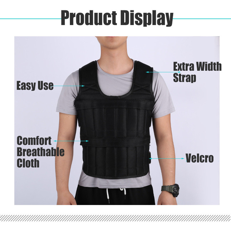 30Kg Laden Gewicht Vest Voor Training Oefeningen Fitness Jas Gym Workout Boksen Vest Verstelbare Jas Zand Kleding