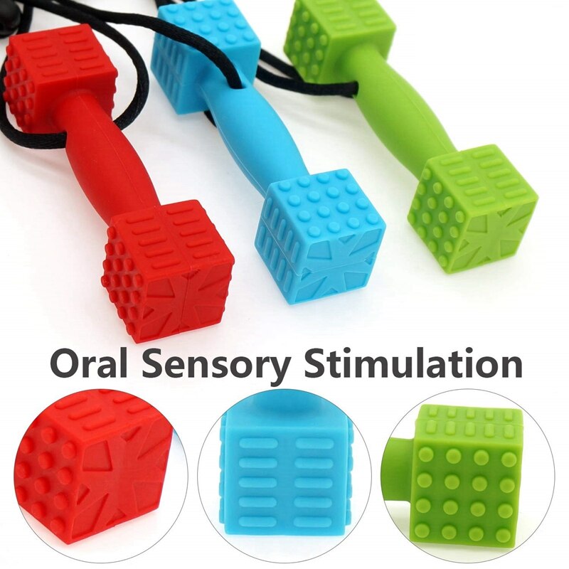 Ciondolo con manubri creativo sensuale ciondolo da masticare collana massaggiagengive giocattolo autistico asta molare per bambini