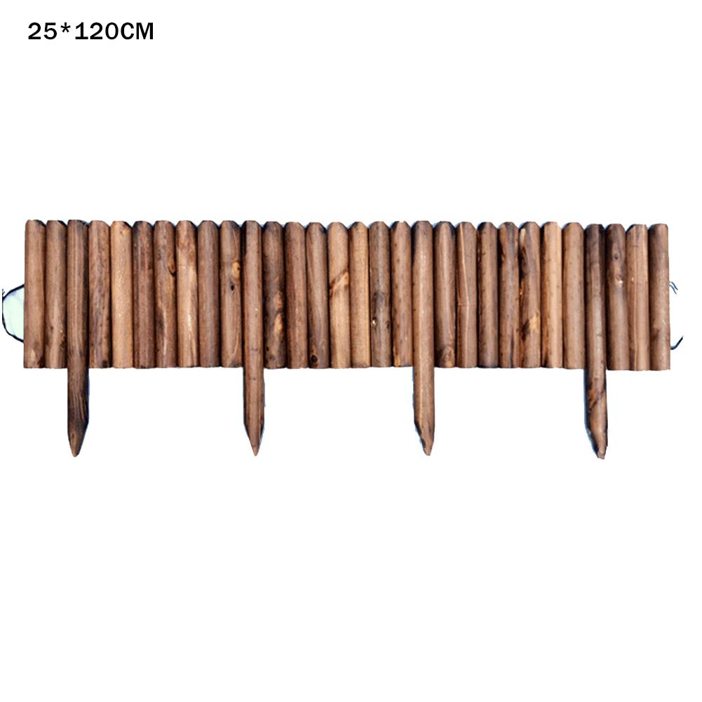 Spiked Log Roll Border Easy Plug-in Fence Palisade Corrosion Resistant Wooden Edging Fence for Flower Beds Lawns Paths spot: 25x120CM