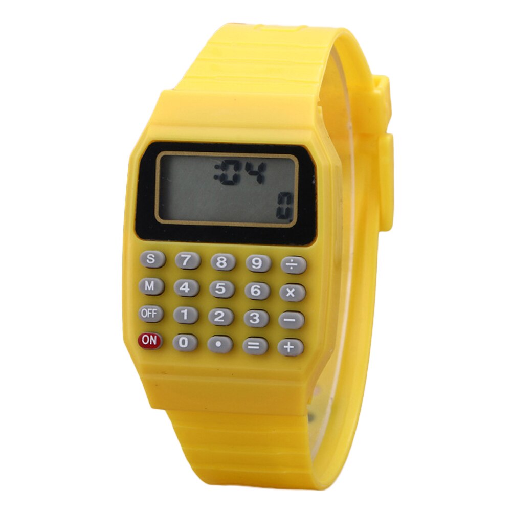 Plastic Children Digital Square Wrist Watch Mini Portable Calculator Exam Tool Kids AG4 Button Battery