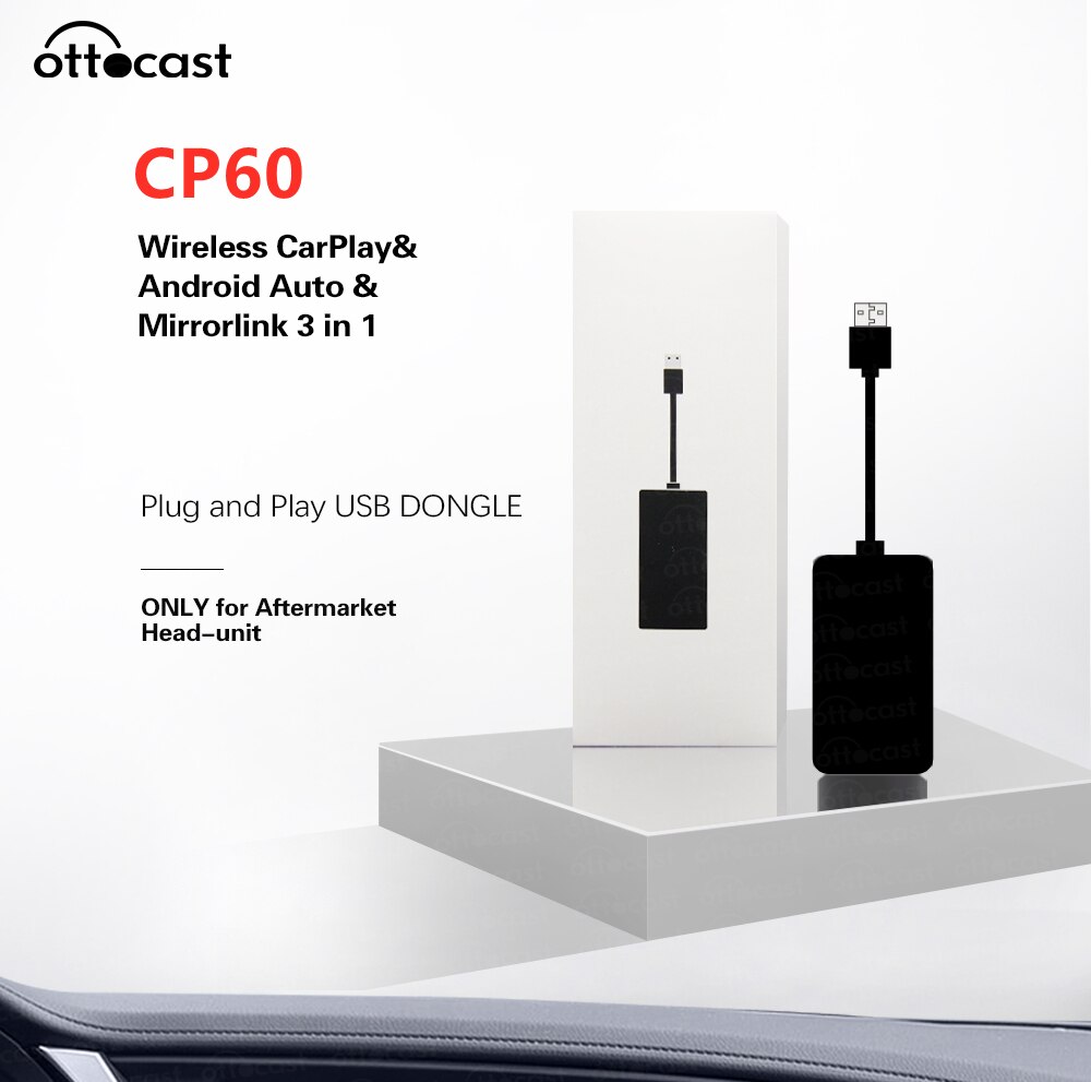 OTTOCAST CP60 Wireless Carplay Android Auto Dongle for Android System Screen Smart link Support Mirror-link IOS Map Music