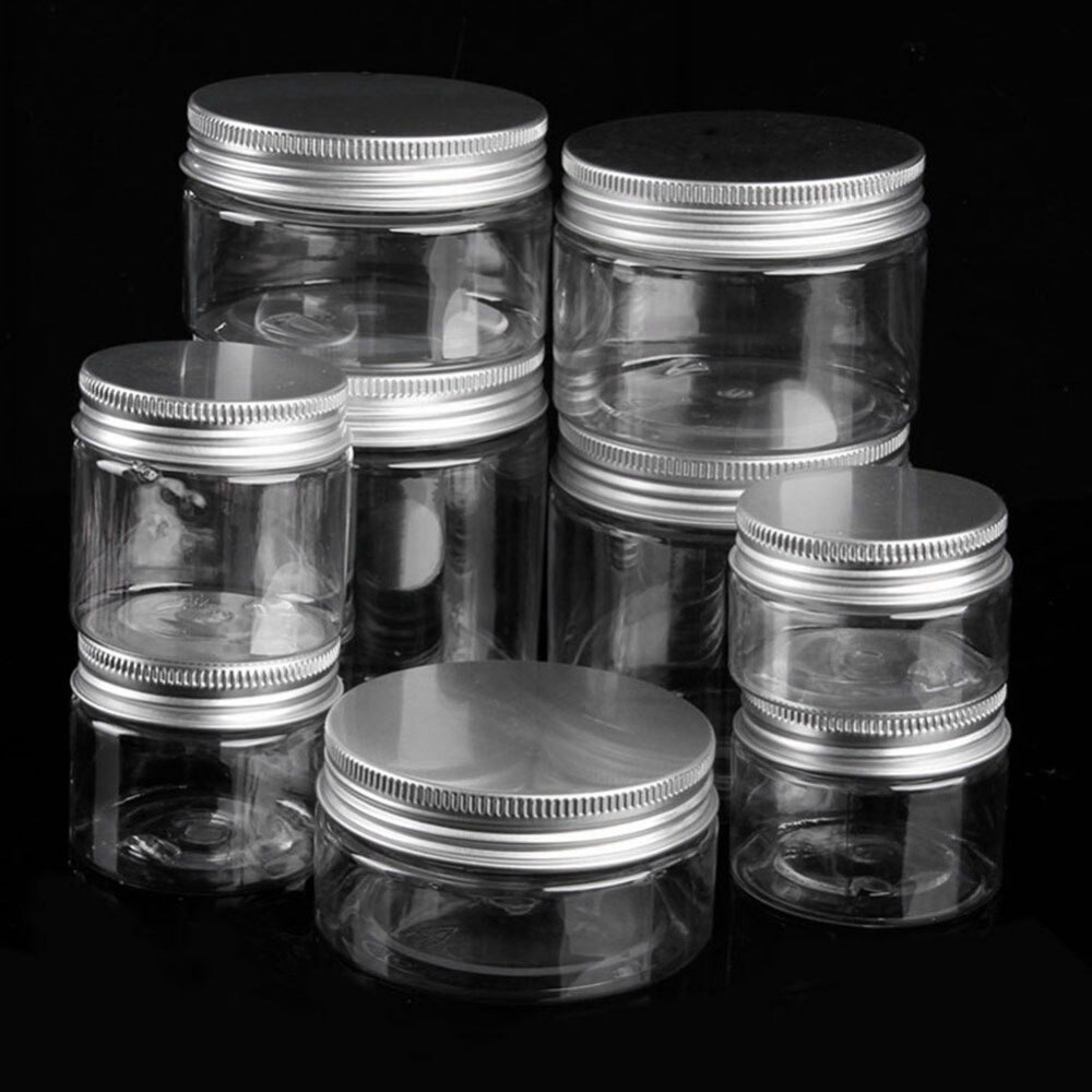 Clear Plastic Jar And Lids Empty Cosmetic Containers Makeup Box Travel Bottle 30ml 50ml 60ml 80ml 100ml 120ml 250ml 500ml