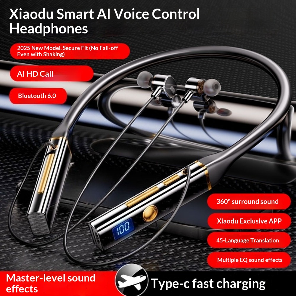 High Appearance Value Neck-hung Bluetooth Headphones Version Noise Cancellation HIFI Sound Ultra-Long Battery L