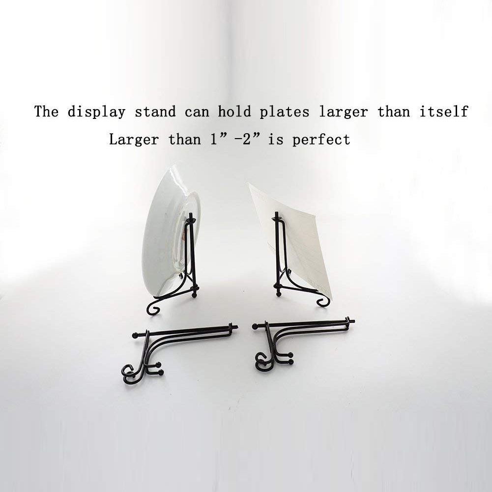 (2 pakke) jern vise stativ, svart jern staffeli tallerken vise bilde holder stativ, viser bilderammer, kokebøker, dekorative