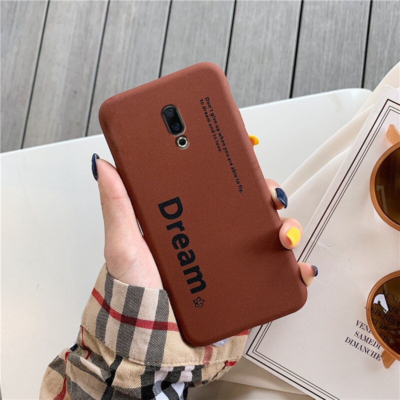 Funda de letra mate para Meizu 16 16x16 th plus m6s mx mx6 mx5 e3 e2 m3e m6 m5 m3 note m5s marrón retro palabra cubierta trasera capa