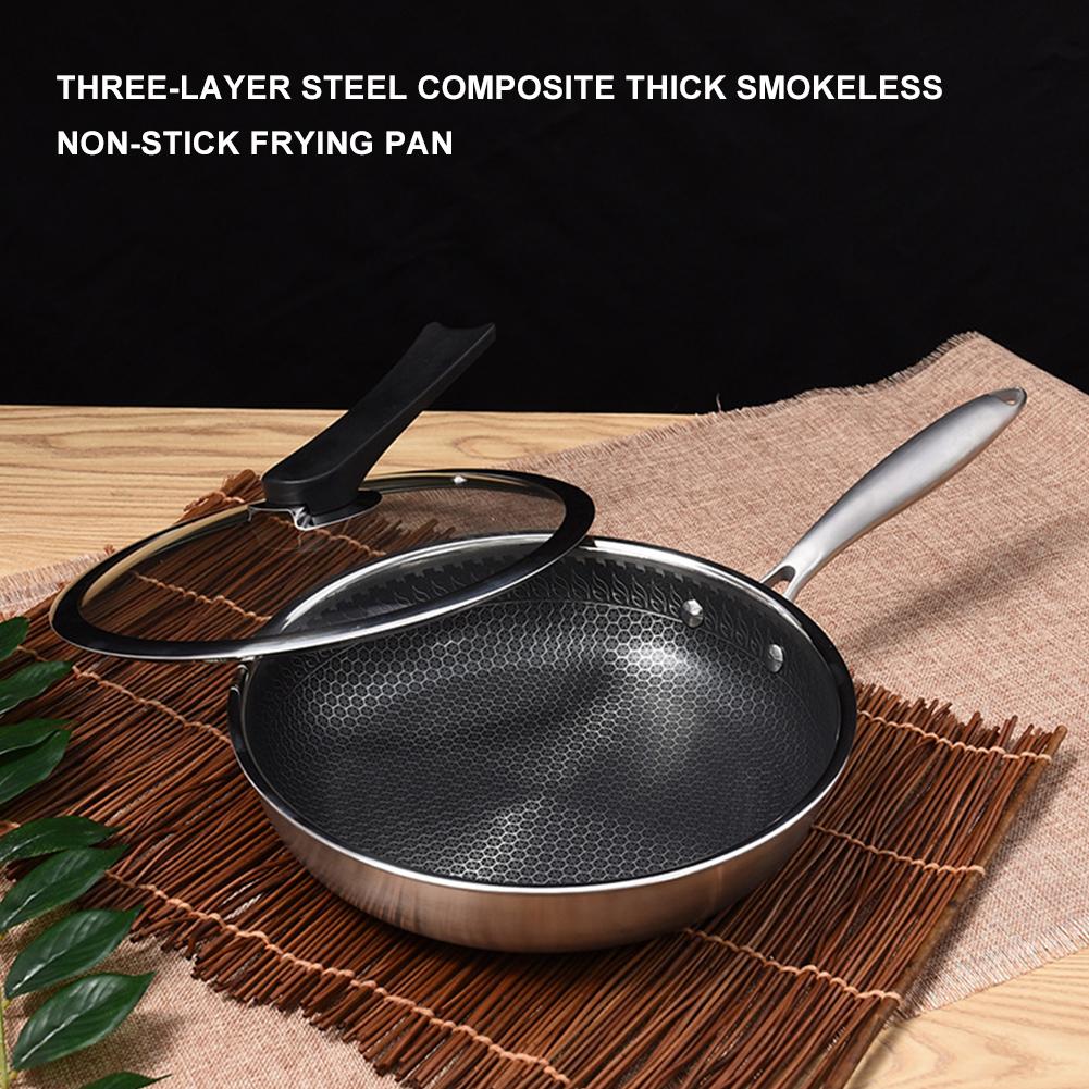 304 Roestvrijstalen Pan 3-Layer Temperatuur Non-stick Ei Steak Koekenpan Gas Inductie Kookplaat Keuken gereedschap Universele