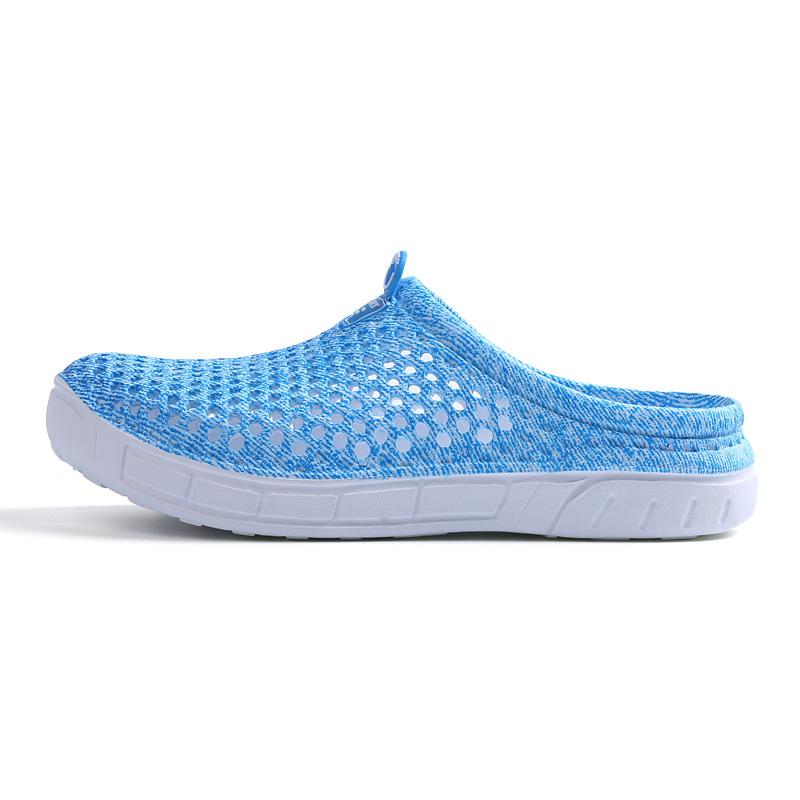 Sandalias clásicas originales para mujer, sandalias clásicas de verano, zapatos de playa al aire libre, chanclas para jardín, zapatillas gráficas con flores de agua: Azul cielo / 8