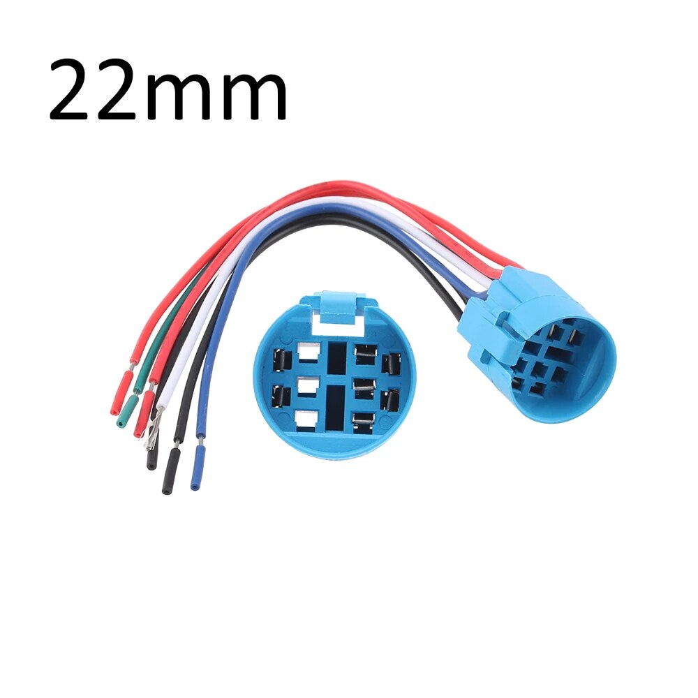 16mm 19mm 22mm Metall druckknopf buchse Verkabelung 7 Drähte stabile Lampe Licht knopf klemmen Basis für zwei LED-Tasten: Blau