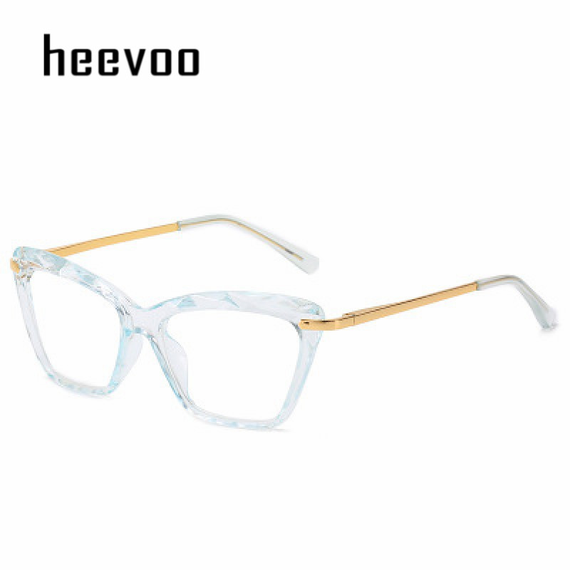 Nuevas gafas de ojo de gato sexis para mujer, gafas transparentes de de , gafas transparentes Vintage, gafas con montura óptica: Azul