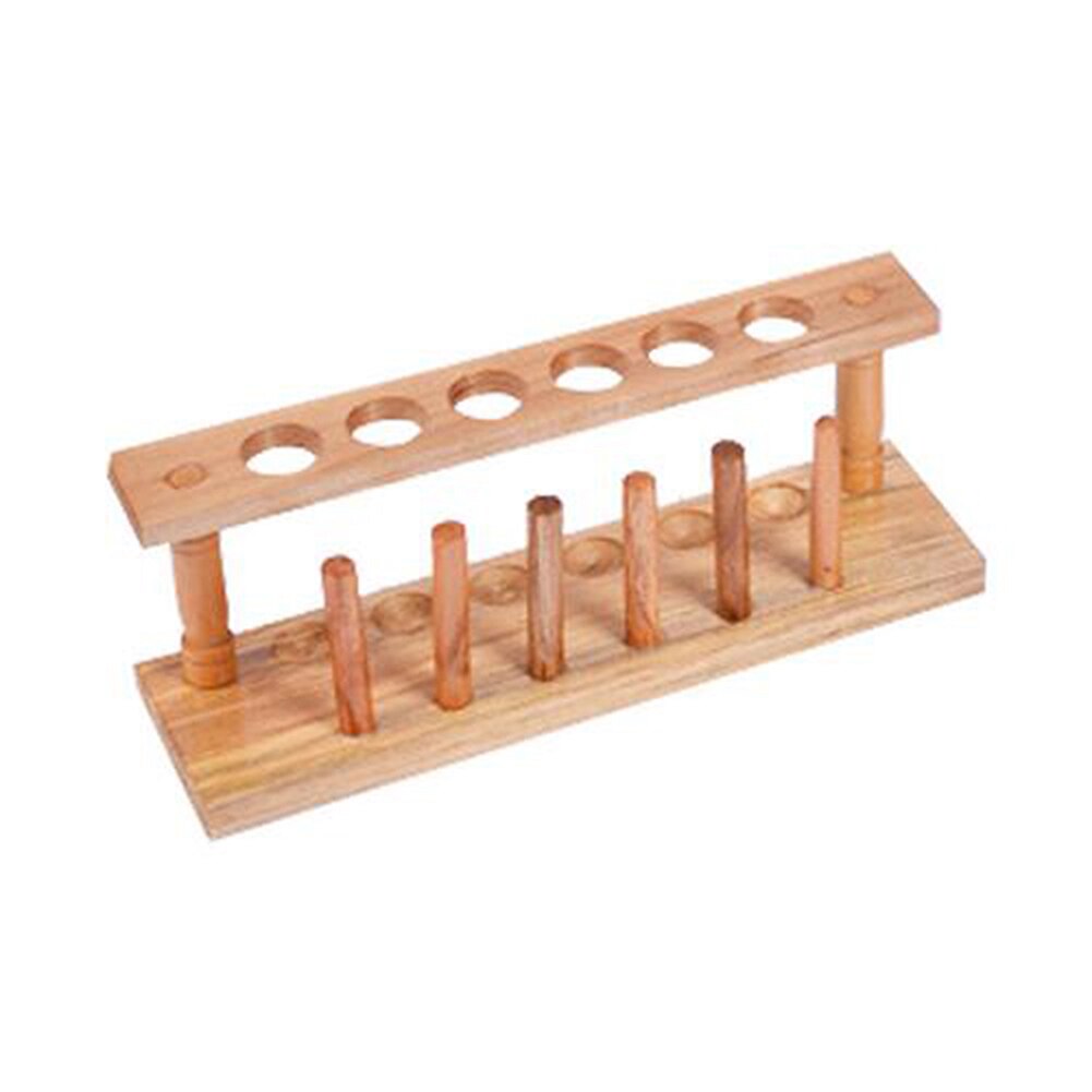 Træ lab reagensglas opbevaring holder beslag rack skole 6 huller med stand sticks til skole undervisning udstyr 24*7*8.5cm: Default Title