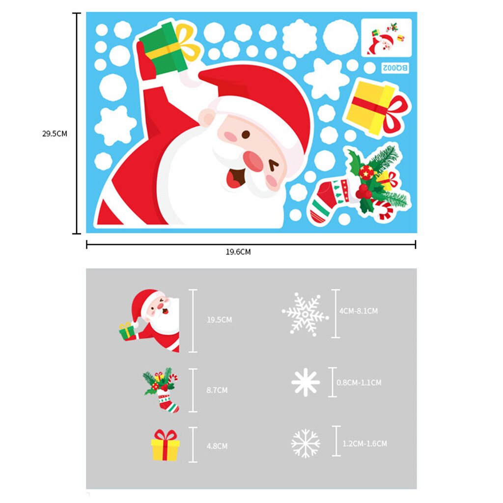 Christmas Electrostatic Stickers Snowflake Elk Set Door Window Glass Stickers Snowman Home Decor Decal Adhesive Year Glass: B