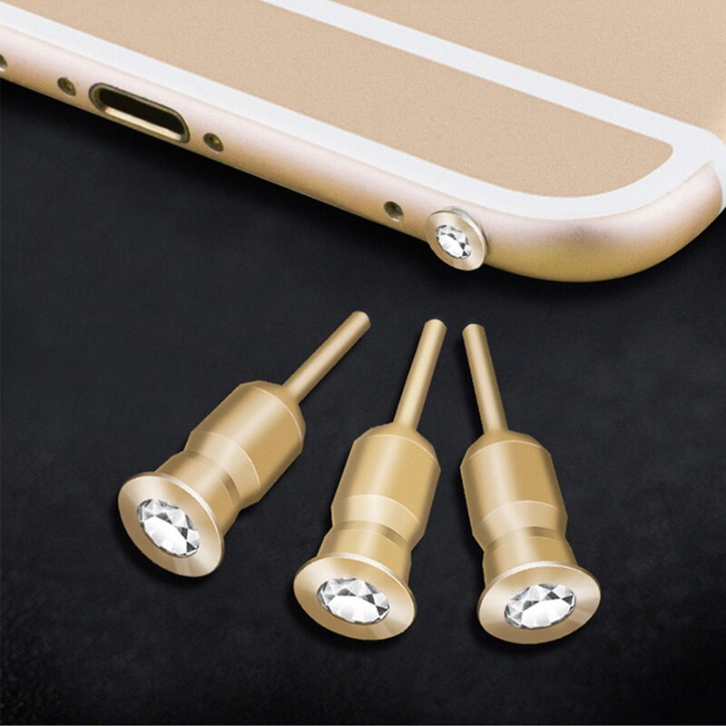 CatXaa Headphone Port Dust Plug Diamond CellPhone Earphone 3.5mm Jack Stopper Metal Headset Cover for Tablet PC MP3 MP4 Speaker