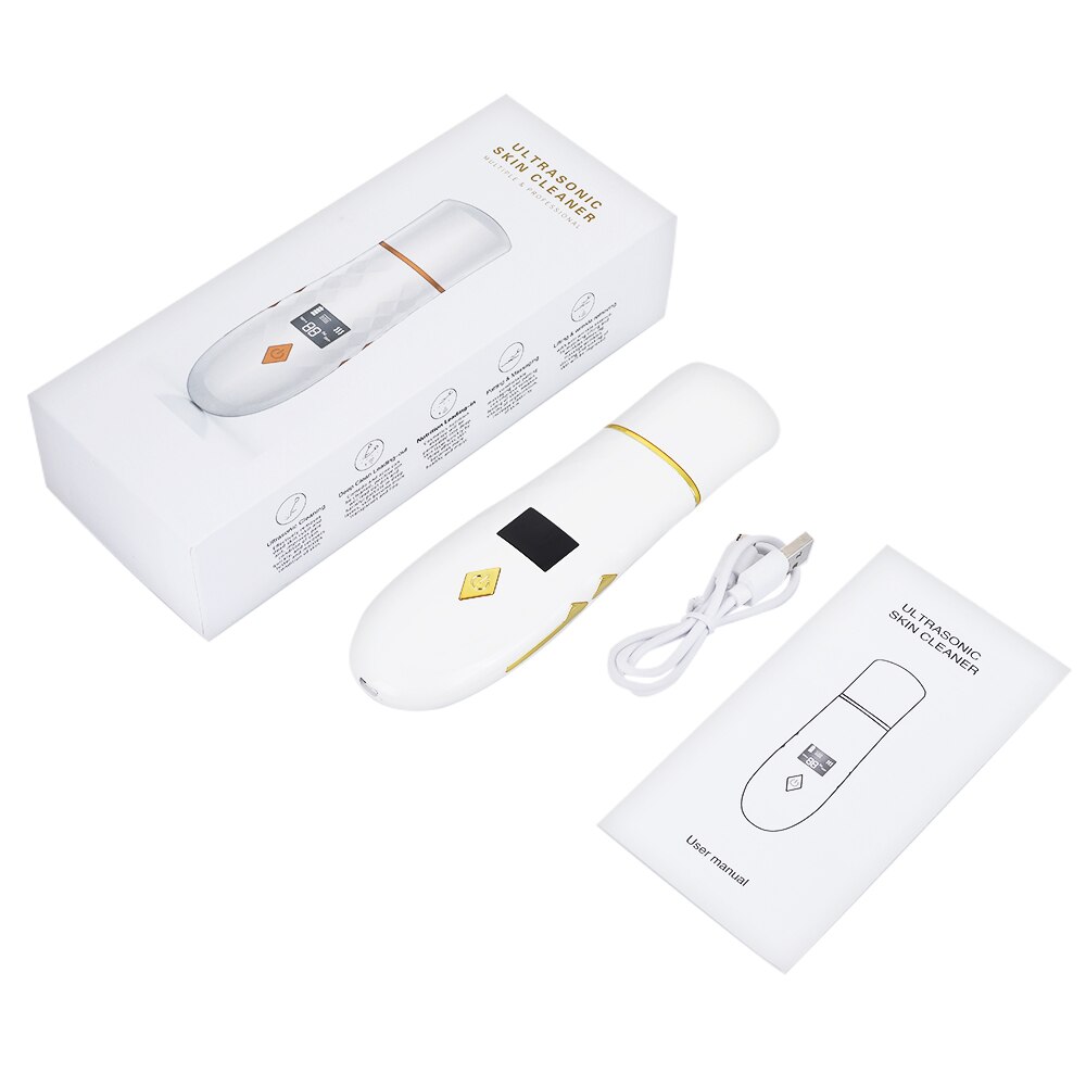 Deep Face Cleaning Skin Scrubber Facial Pore Cleaner Remove Dirt Blackhead Reduce Wrinkles Facial Lifting Beauty Instrument: with box(white)