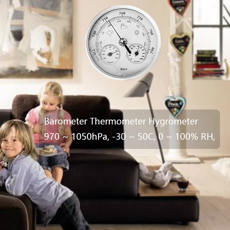 Analog Wall Barometer Thermometer Hygrometer Temperature Humidity Monitor Air Atmospheric Pressure Meter for Home use