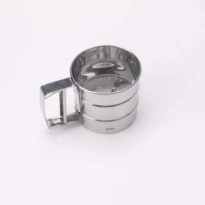 Handheld Flour Sifter Stainless Steel Mesh Flour Baking Icing Sugar Shaker Sieve Cup Shape Bakeware Baking Pastry tools: Silver