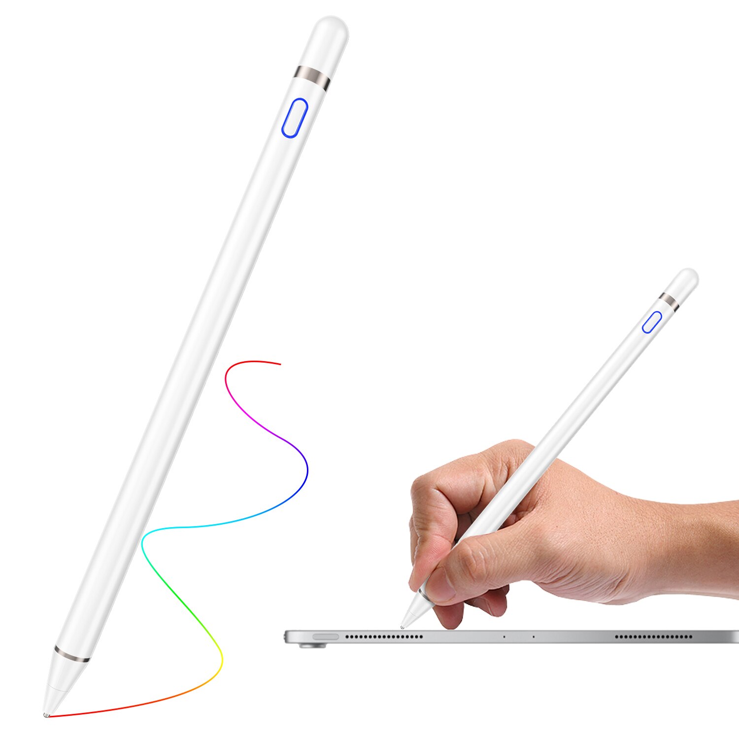 Universele Capacitieve Stylus Touch Screen Pen Slimme Pen Voor Ios/Android System Apple Ipad Telefoon Smart Pen Stylus Potlood touch Pen: WHITE