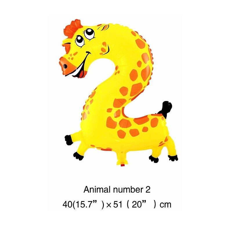 1Pcs 16 Inch Animal Number Foil Inflatable Balloons Kids Party Wedding Happy Birthday Decoration Air Balloon Children's: 2
