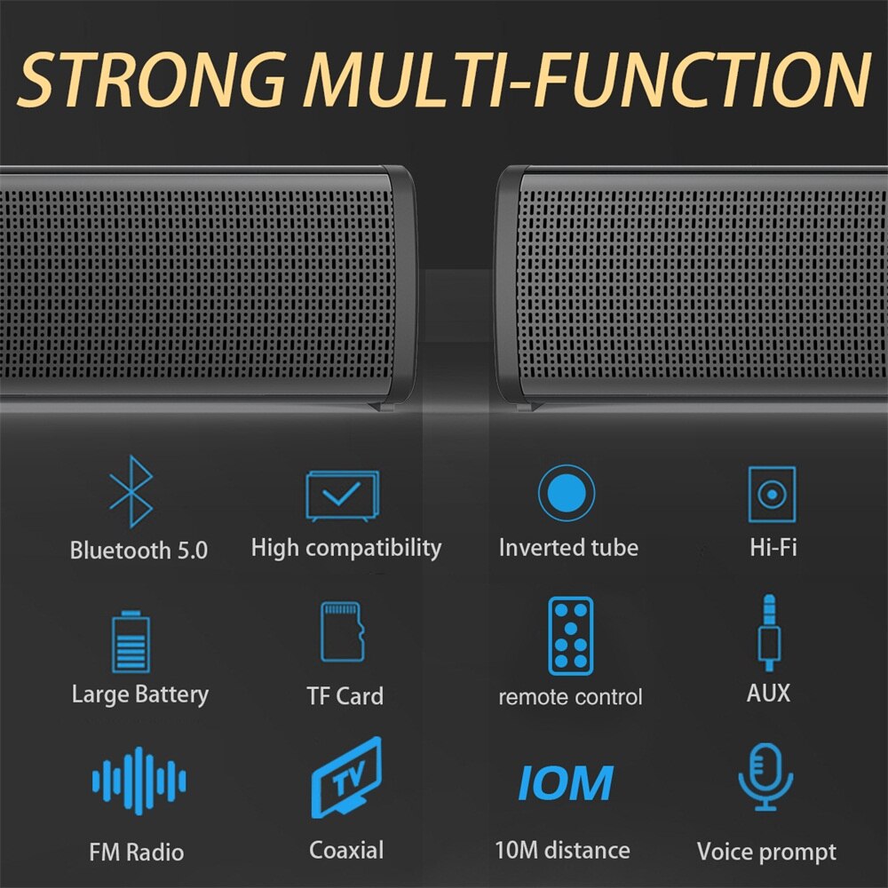 Youxiu 4 alto-falantes de rádio fm soundbar sem fio bluetooth tf cartão alto-falante surround cinema em casa tv som estéreo barra