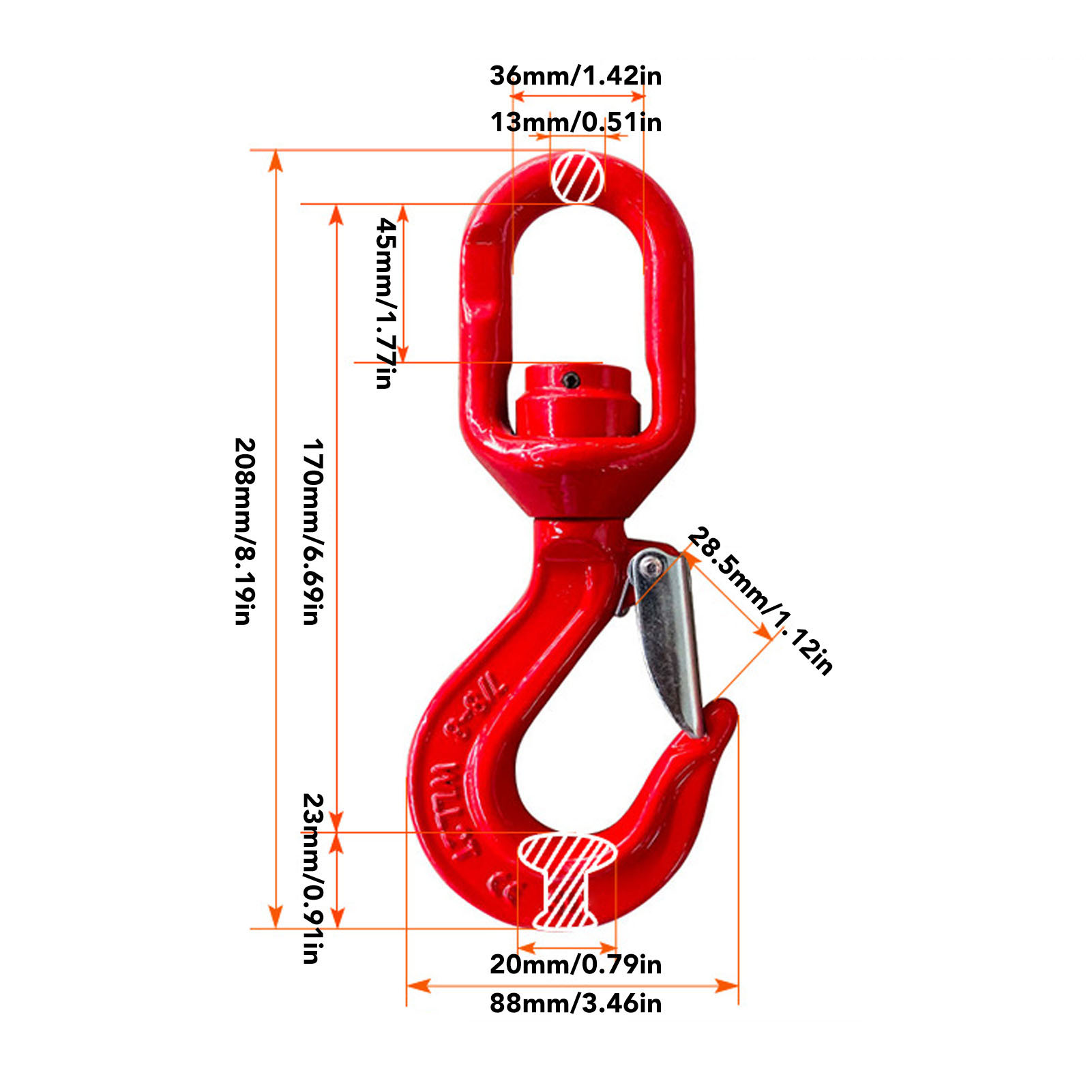 2 Ton Swivel Hook Swivel Hook 2 Ton Load Bearing Heavy Duty Alloy Steel Swivel Lifting Hook for Crane Hoist Swivel Lifting Hook